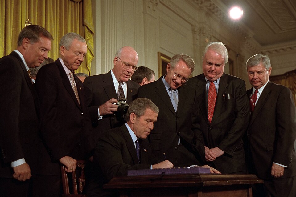 A bill signing in the fall of 2001.