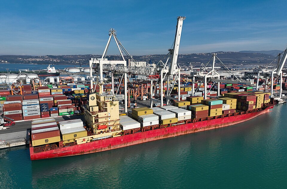 A container ship.