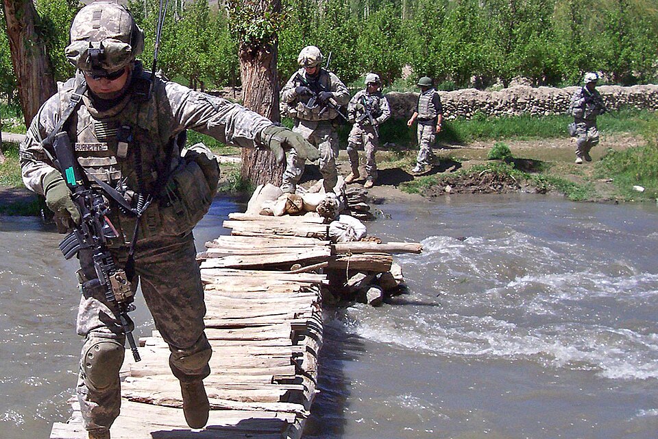U.S. soldiers on a patrol in Afghanistan, 2009.